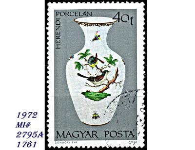 Maďarsko 1972, váza s ptáky