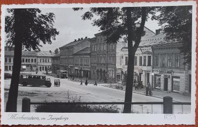 Smržovka - Morchenstern - autobusy, náměstí - real photo - 1939