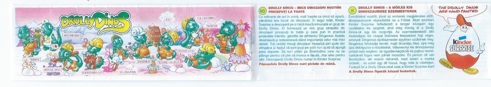 PAPÍREK Z KINDER VAJÍČEK,DROLLY DINOS,DRACI STAVBA, ČESKÁ VERZE