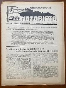 Časopis Československý Motorista 1933 č.18