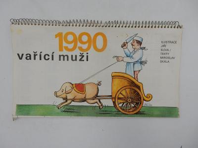Kalendář - Vařící muži 1990 - ilustrace Jiří Slíva 
