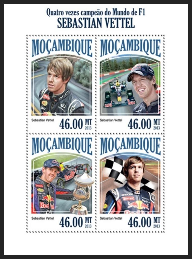 Mozambik 2013 Formula 1, Sebastian Vettel Mi# 7062-65 Kat 11€ R195 - Známky