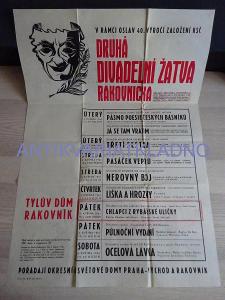 REKLAMNÝ PLAKÁT RAKOVNÍK, 1961, DIVADELNÁ ŽATVA RAKOVNÍCKA