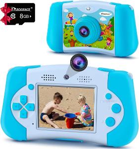 PROGRACE Fotoaparát pro děti, 12MPx Digitální videokamera, modrá