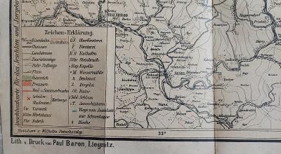 Starožitná turistická mapa  Jizerek a Krkonoš.