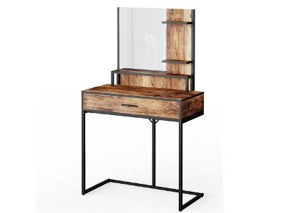 Toaletní stolek Fyrk, 80 cm, rustikální, dub/černá - A
