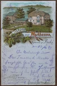Hraničná - Kraslice - Markhausen - hospoda - krásné litho 1897