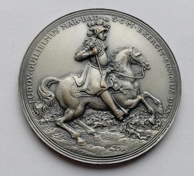 Stříbrná medaile Ludwiga Wilhelma markraběte Bádenského, 1955. Vzácná.
