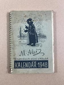 Starý poválečný diář - kapesní kalendář - rok 1948 - M. Aleš 