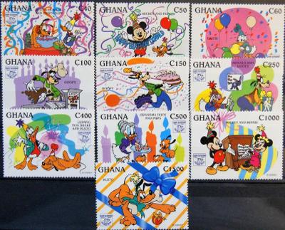 Disney Ghana detské, kompletná séria 10ks známok