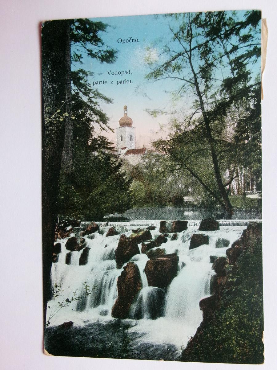Opočno - Vodopád - partie z parku - Pohľadnice miestopis