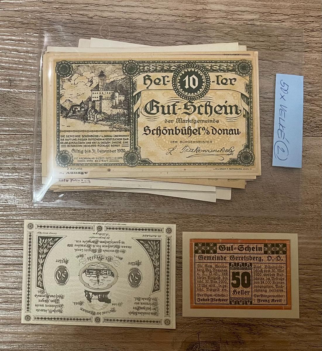 R! 50 kusov VEĽKÝCH! papierových núdzových platidiel Rakúsko 1920 2 - Zberateľstvo
