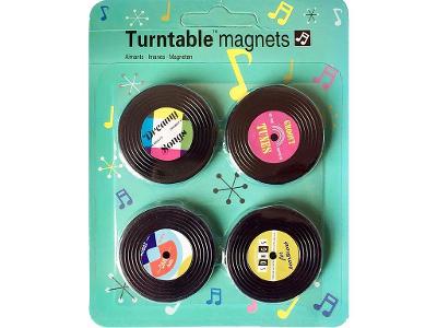 Sada 4 ks magnetů - Retro LP vinylové gramofonové 