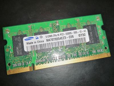 Paměť RAM Samsung 512MB DDR2 667Mhz CL5, M470T6554EZ3-CE6