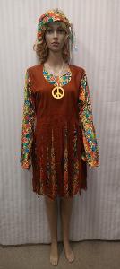 3 dielny kostým Hippie strapcové šaty, L
