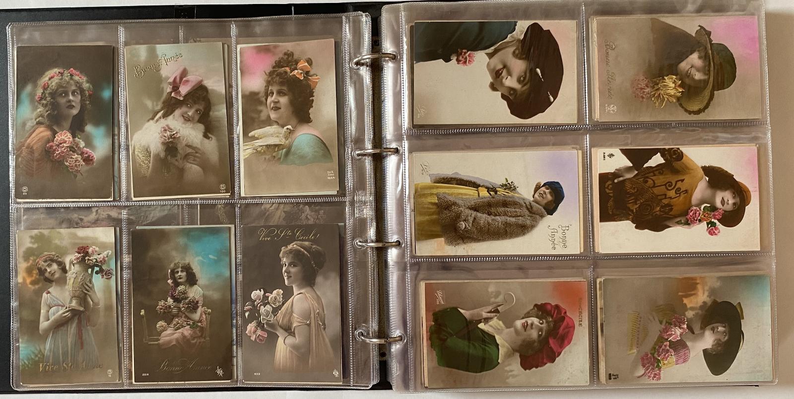 Zbierka pohľadníc - Ženy, Dievčatá klobúky, šijací stroj ai. 1.pol.20 162ks - Zberateľstvo