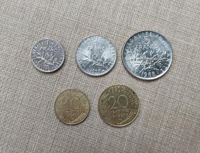 Konvolut mince Francie 5ks
