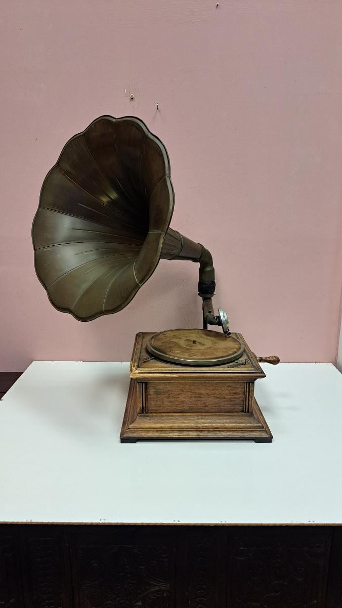 Starožitný gramofón s rúrou 6299 - Starožitnosti