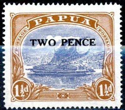 PAPUA - britská kolonie - 1931 - Hodnotový přetisk TWO PENCE
