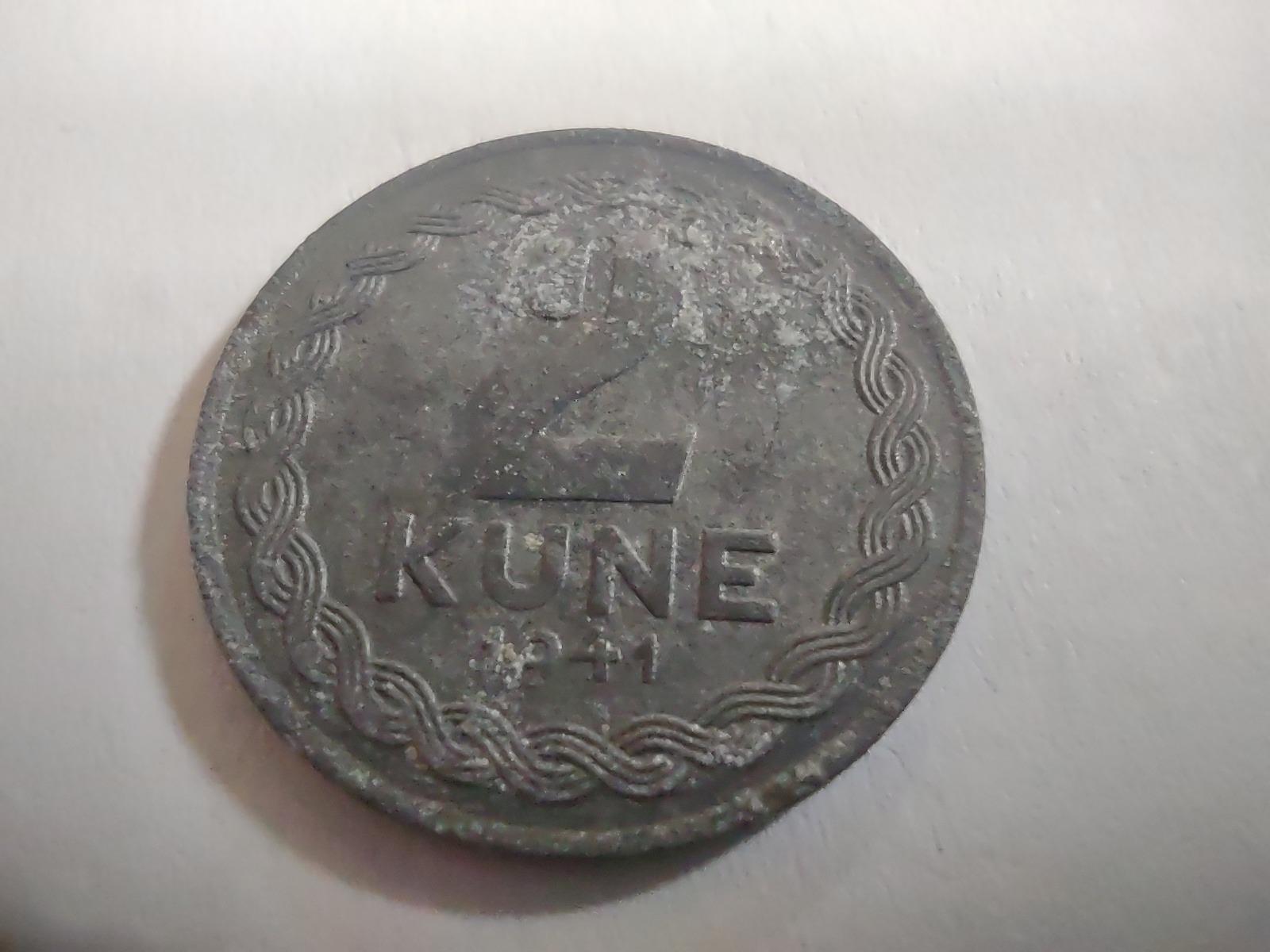 2 Kune 1941 Chorvátsko + známka 0,50 a 2 Kune - Numizmatika