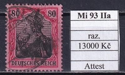 Deutsches Reich Mi 93 II a pečiatkovanej Attest