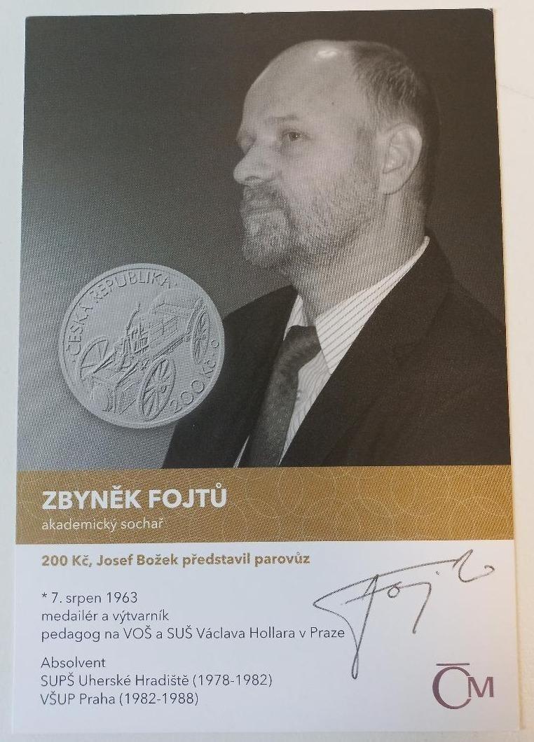 Podpisová karta: Zbyněk Fojtov / 200kč Josef Brožek a parovz - Zberateľstvo