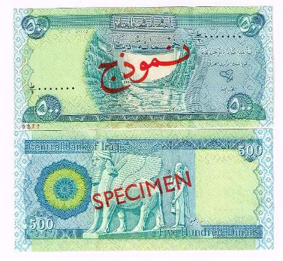 Irak 500 dinar SPECIMEN 2003 P-92 vzacna UNC
