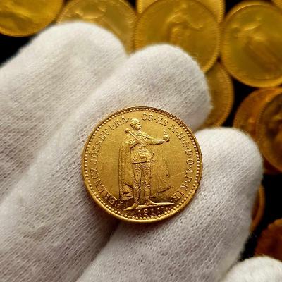 Uhorská 10 Koruna 1911 KB, František Jozef I., zlatá minca