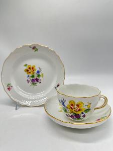 Míšeň, Meissen porcelánové šapo s dezertním talířkem 