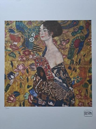 Gustav Klimt - Dáma s vejárom a pávy- certifikát - Výtvarné umenie