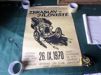 Plakát ..Jízda historických autom. a motocyklů do vrchu r.1970