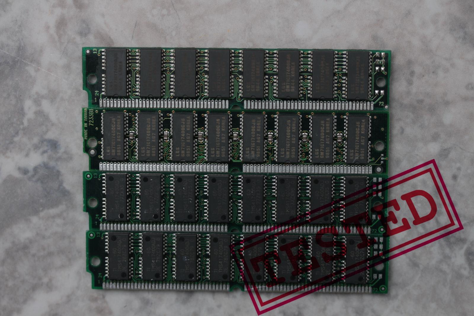 Paměť 2x 32MB FPM Non-Parity 60ns 72-Pin SIMM RAM - Počítače a hry