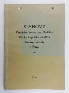 Škoda Praha Stanovy Penzijního ústavu protektorát 1940