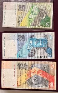 Slovenské bankovka - 20, 50, 100 Sk