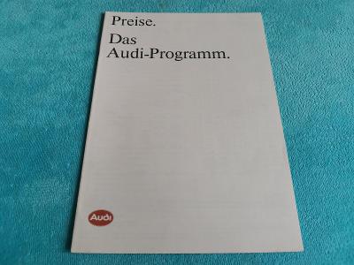 Ceník všech vozů Audi (1985), 24 stran německy - vč. cen Audi Quattro