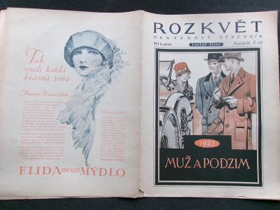 Časopis Rozkvět 1927 pán moda obuv Bata medaile sv. Václava Louny 