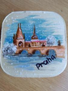 krabička Praha malba akryl šperkovnice