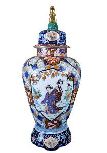 Veľká trojdielna čínska váza s vekom. Značená 100 cm