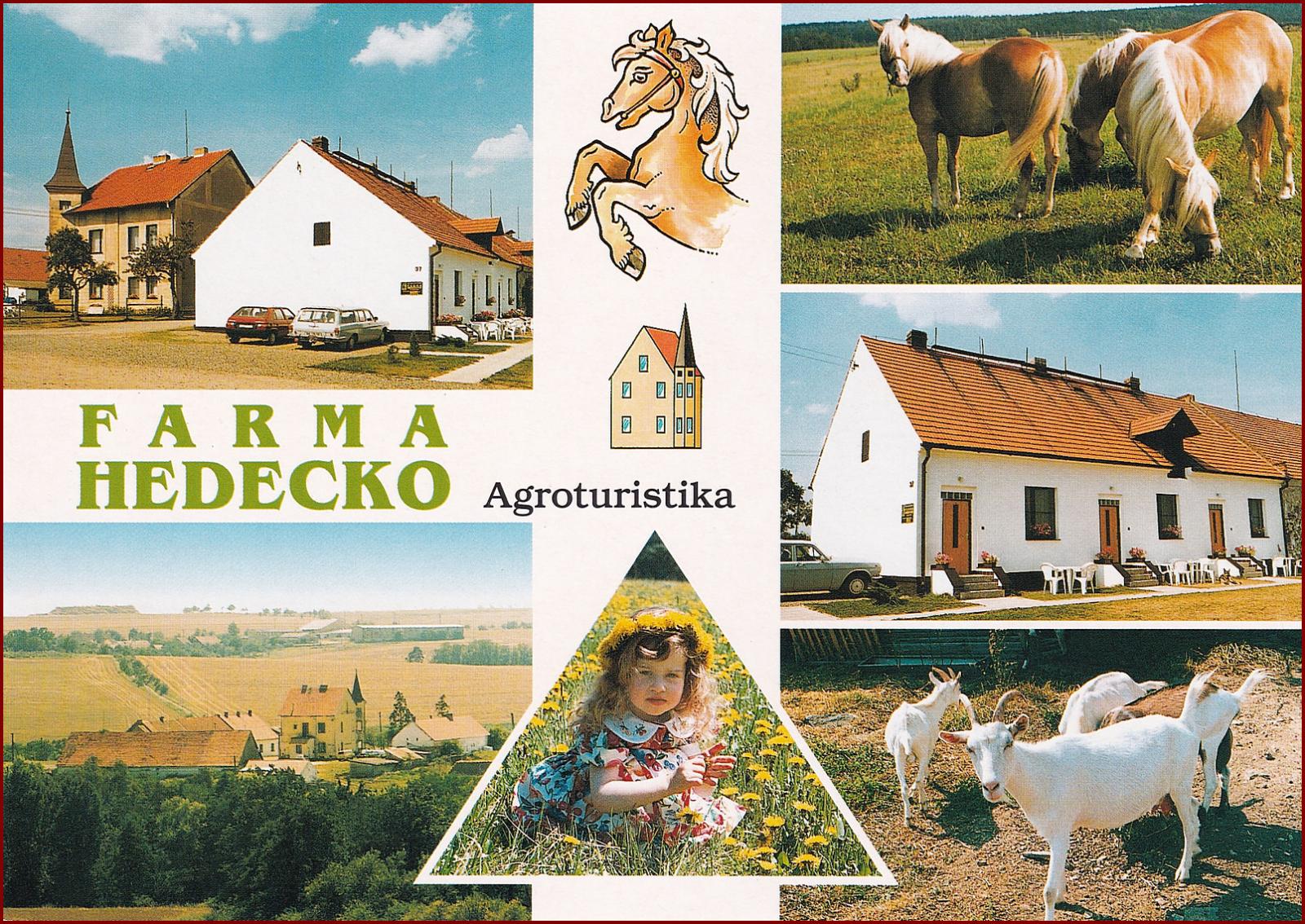 Brežany * Farma Hedecko, kone, časti obce, okienkové * Rakovník * B556 - Pohľadnice miestopis