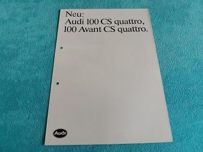 Prospekt Audi 100 CS quattro (80. léta), 8 stran, německy - poškozen