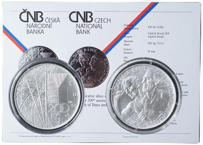 Stříbrná mince 200 Kč 2022 Dana Zátopková, Emil Zátopek BK