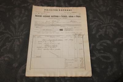 Dokument - Požární pojistka 1900 Hasičská vzájemná pojišťovna 