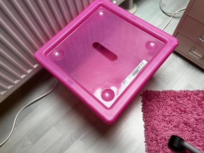 IKEA designová krabice VESSLA úložná plastová průhledná růžová