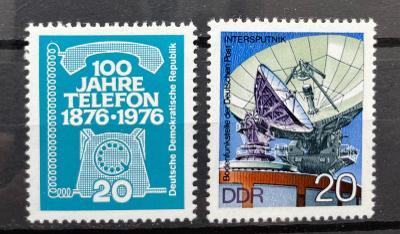 DDR 1976 Mi.2118,2122 100.let telefonu+ komunikační stanice**