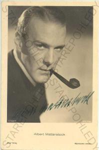 Portrét, Albert Matterstock, nemecký herec, podpis