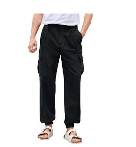 GAMISOTE pánské kalhoty pro volný čas/Cargo kalhoty (M, černá)210