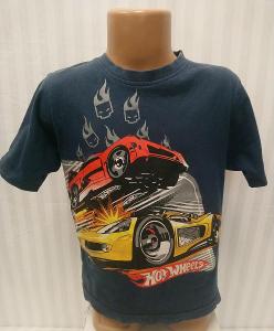 Chlapecké modré tričko, motiv, Hot wheels, 128 cm