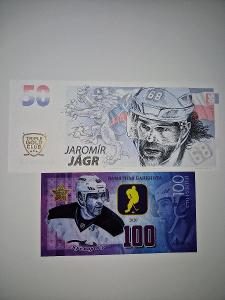 Pamätné bankovky - Jaromír Jágr (50. ročné výročie a 100 rubľov)