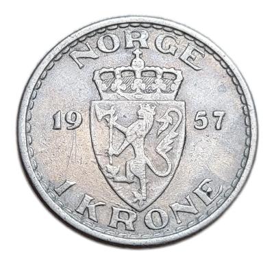 ✅Norsko 1 koruna 1957 - Král Haakon VII. (1906 - 1957)