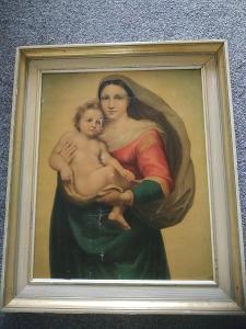 Starý obraz Panna Maria 53x63cm